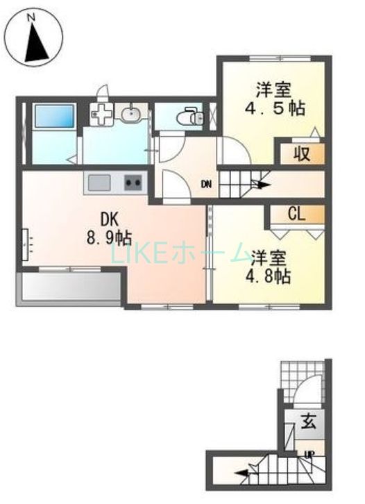 市川市大野町のアパートの間取り