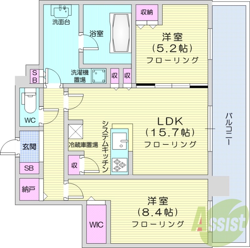 札幌市北区北八条西のマンションの間取り