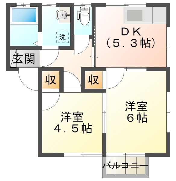 渋川市有馬のアパートの間取り