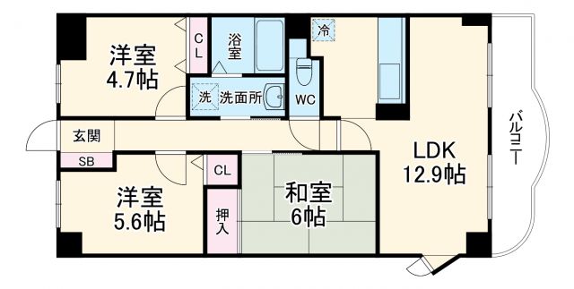 門真市元町のマンションの間取り