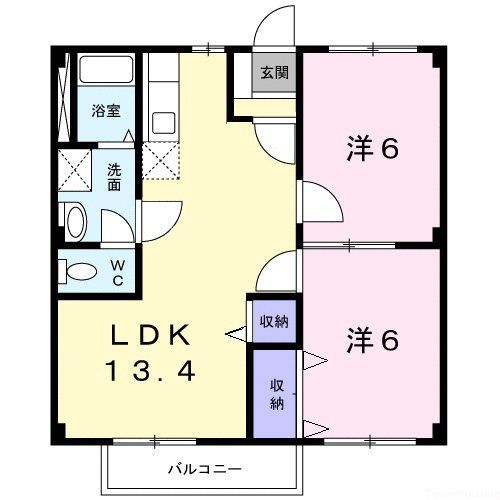 【八王子市椚田町のアパートの間取り】