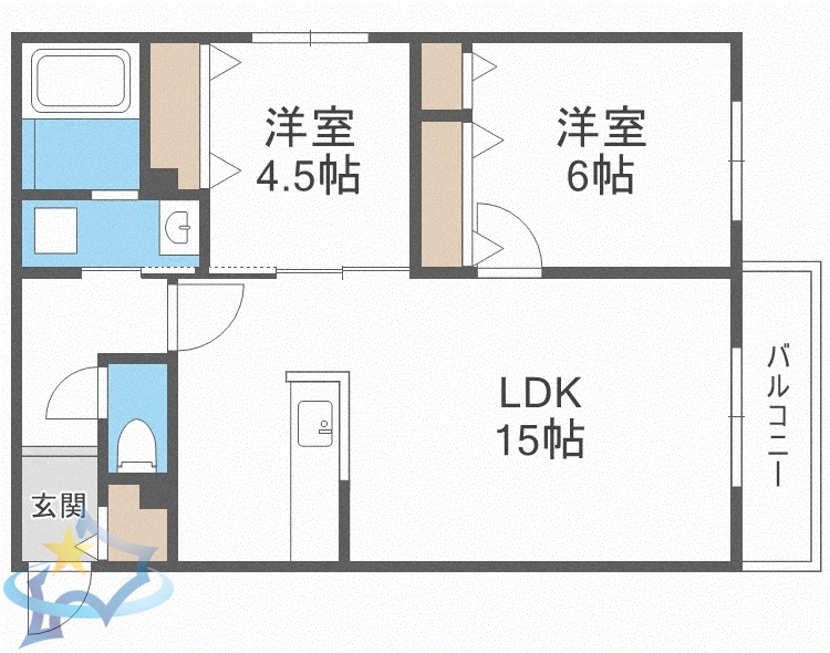 【札幌市中央区南二十二条西のマンションの間取り】