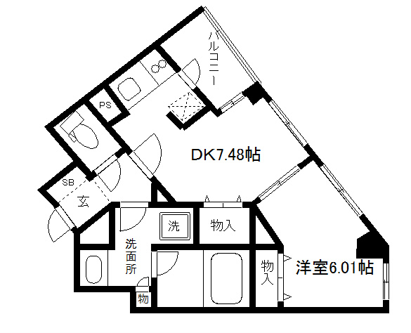 京都市東山区梅林町のマンションの間取り