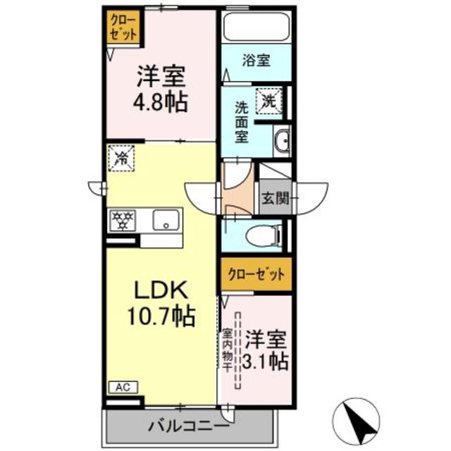 相模原市南区相武台のアパートの間取り