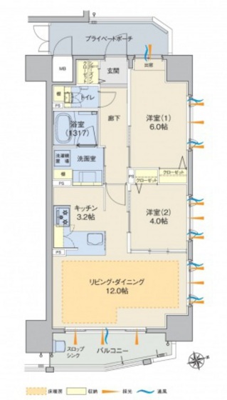 広島市中区上幟町のマンションの間取り