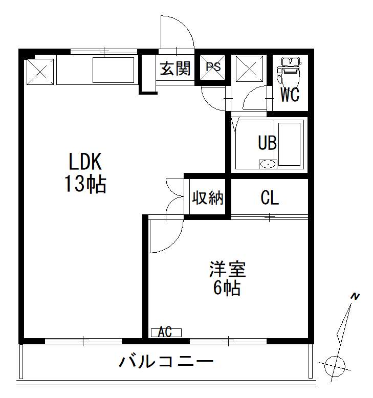 福山市神辺町大字川北のアパートの間取り