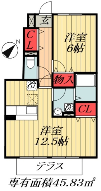 船橋市行田のアパートの間取り