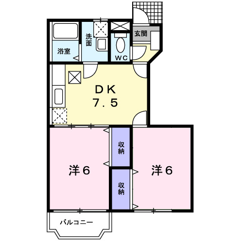 南アルプス市荊沢のアパートの間取り