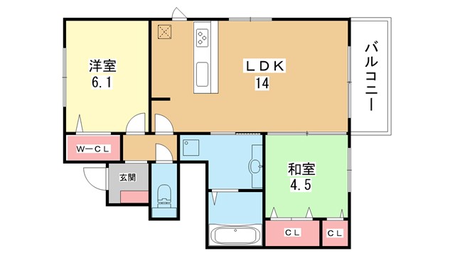 豊中市旭丘のマンションの間取り