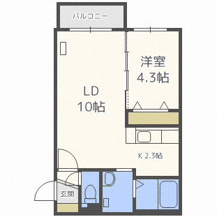 札幌市東区北七条東のマンションの間取り