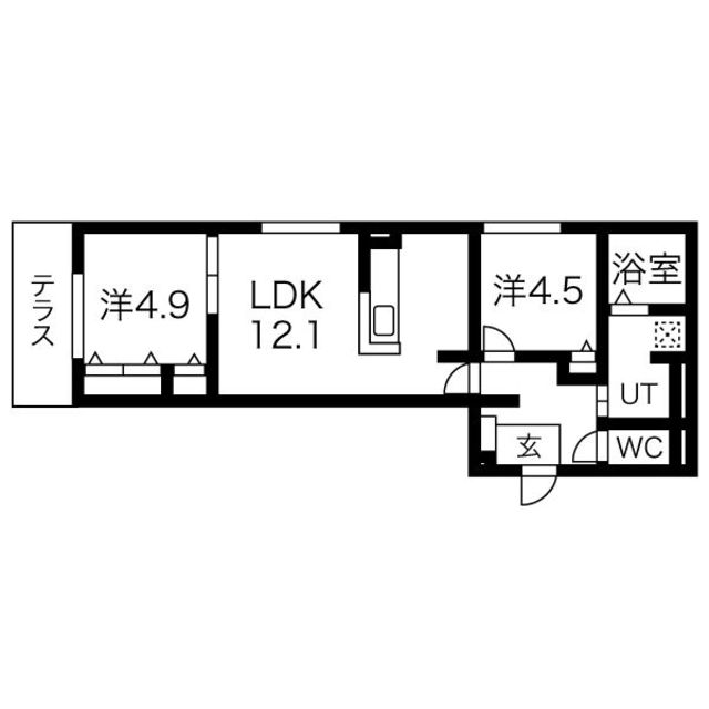 京都市右京区山ノ内山ノ下町のアパートの間取り