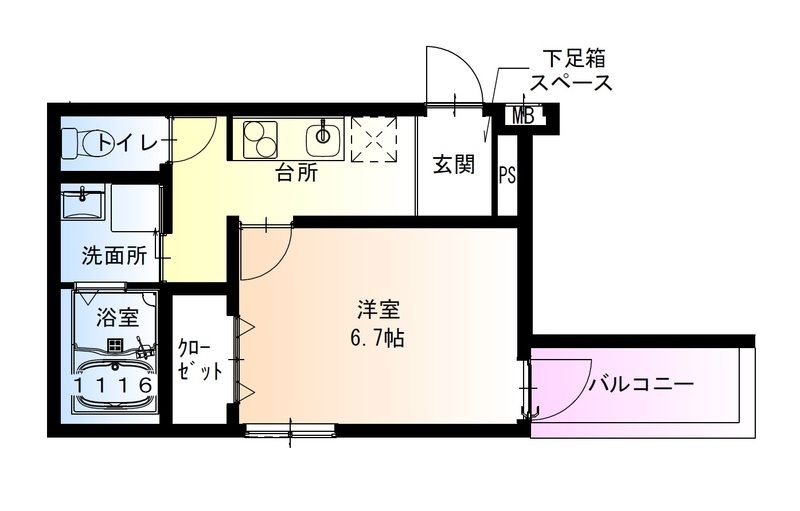 大阪市住吉区帝塚山東のアパートの間取り