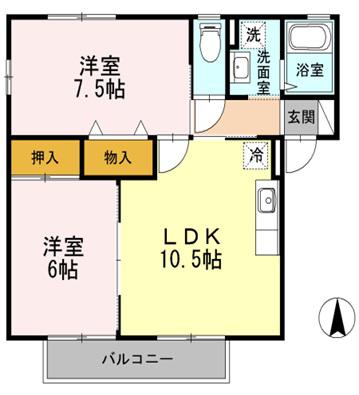 高松市屋島西町のアパートの間取り