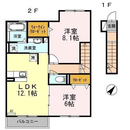 浜松市浜名区横須賀のアパートの間取り