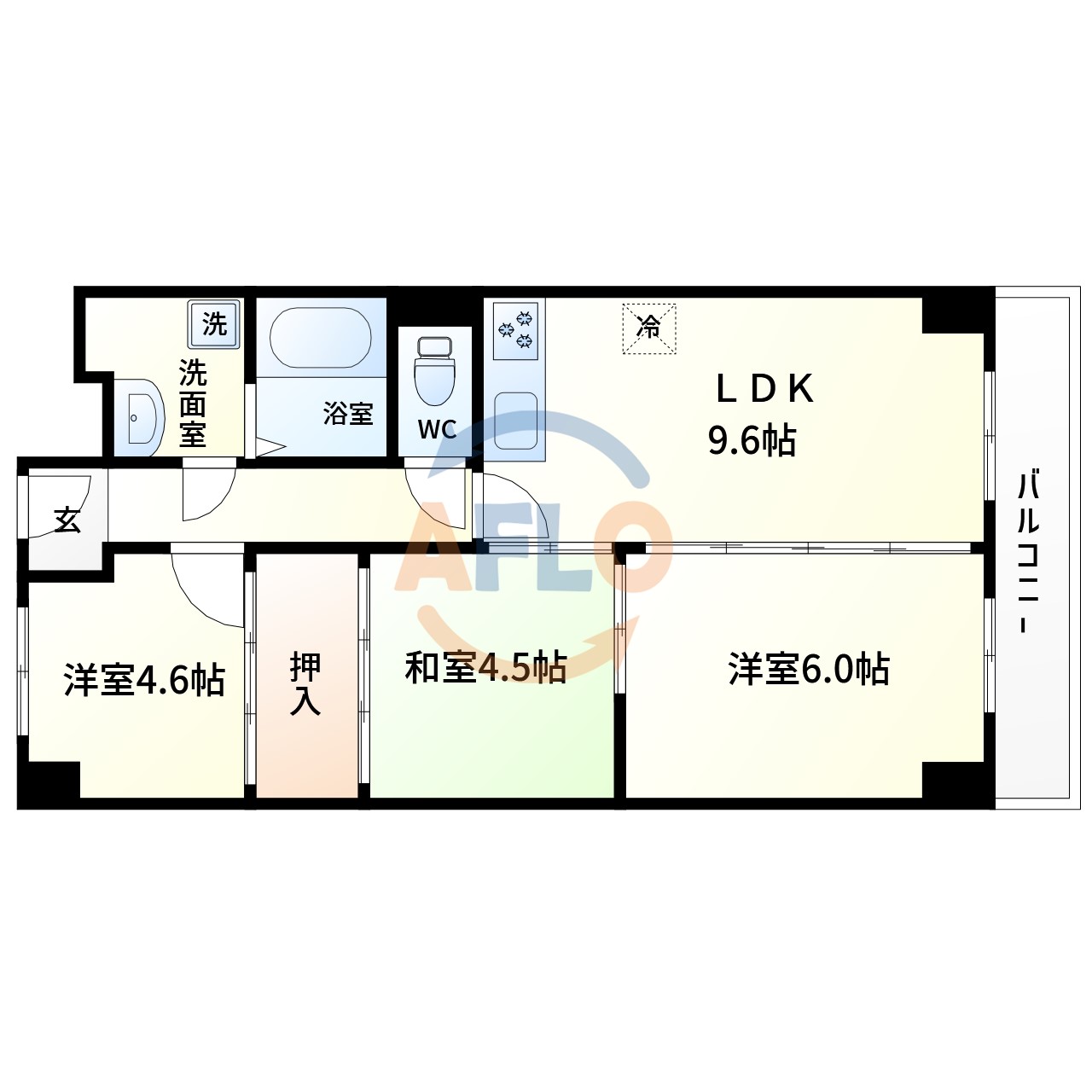 日商岩井泉尾マンション1号棟の間取り