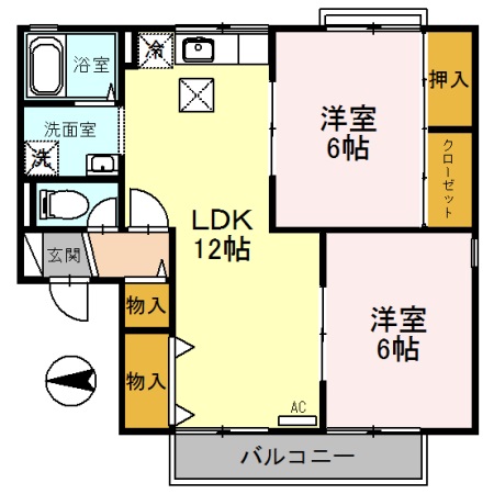 彦根市野田山町のアパートの間取り