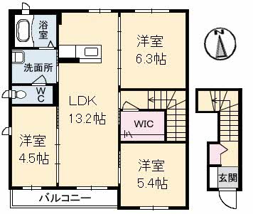 福山市神辺町のアパートの間取り