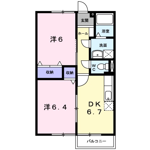 河辺ハイマートＡの間取り