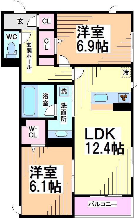 ＪＲ南武線 宿河原駅 徒歩9分 3階建 築1年の間取り写真