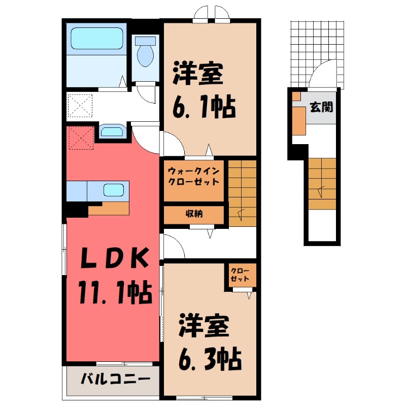 ＪＲ宇都宮線 古河駅 徒歩20分 2階建 築3年の間取り写真