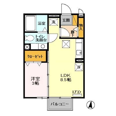 マロンハイム Bの間取り写真
