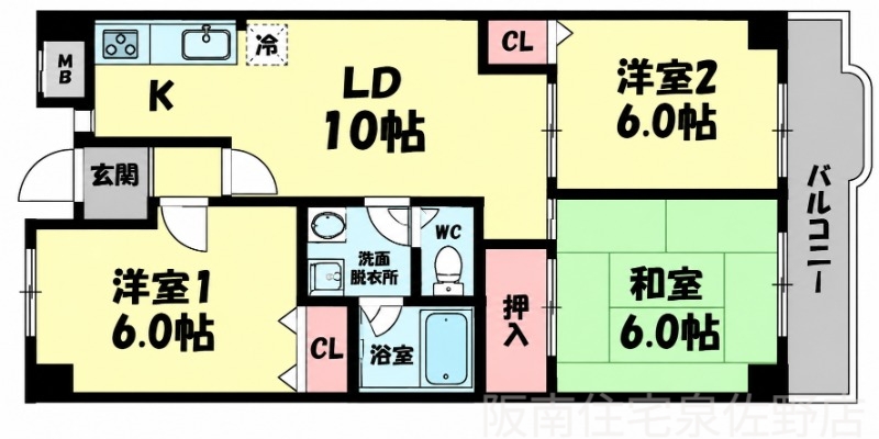 ＪＲ阪和線 下松駅 徒歩4分 5階建 築30年の間取り写真