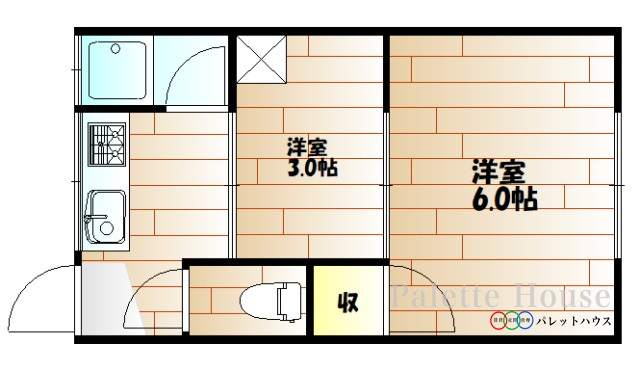 【岡山市北区清輝橋のアパートの間取り】