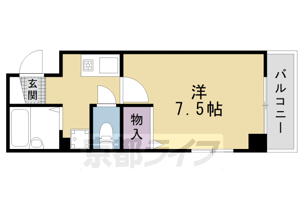 京都市上京区中務町のマンションの間取り