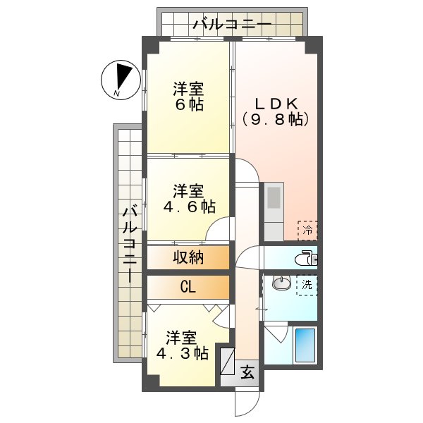 【長崎市扇町のマンションの間取り】