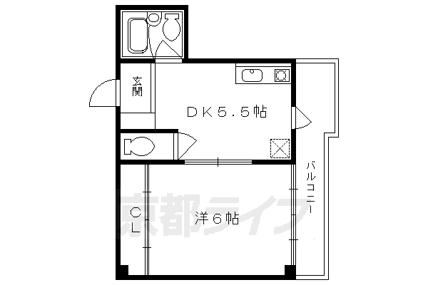 【京都市右京区太秦開日町のマンションの間取り】