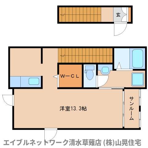 静岡市駿河区弥生町のアパートの間取り