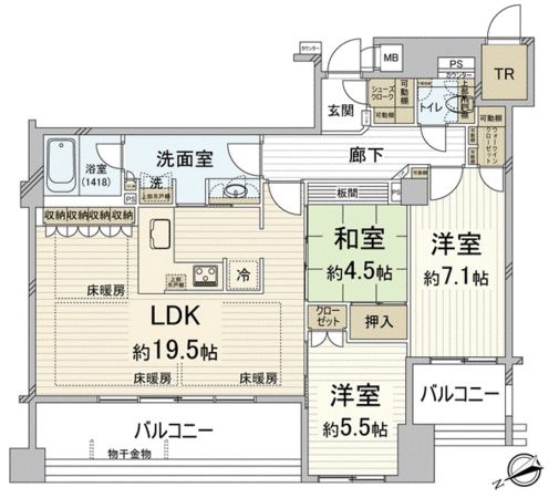 【ザ・レジデンス京都祇園八坂通の間取り】