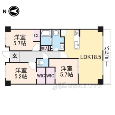 ＰＨＯＥＮＩＸＣＯＵＲＴ交野１の間取り