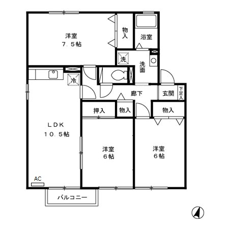 姶良市西餅田のアパートの間取り