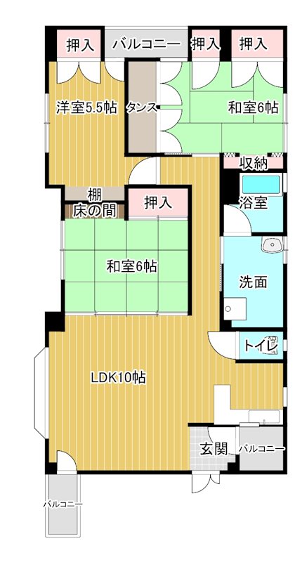 アザミ松山ビル3階の間取り