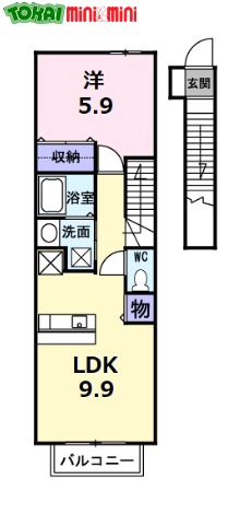 松阪市嬉野中川新町のアパートの間取り