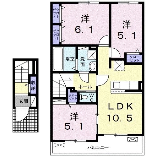 【二戸市金田一のアパートの間取り】