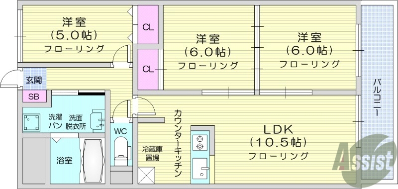 仙台市泉区泉中央のマンションの間取り