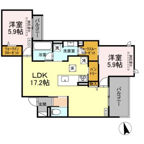 広島市佐伯区皆賀のアパートの間取り