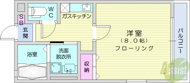 岩沼市相の原のアパートの間取り