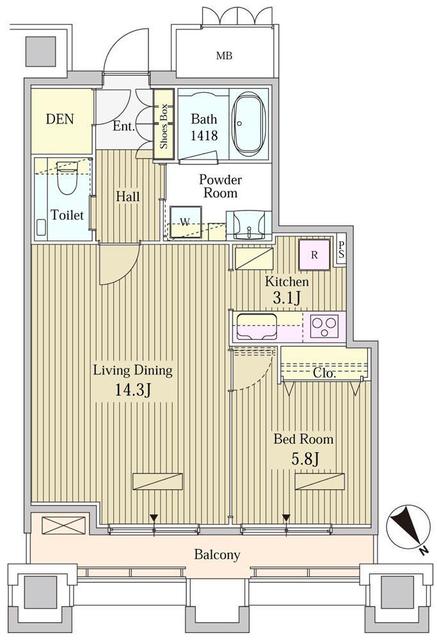 港区東新橋のマンションの間取り