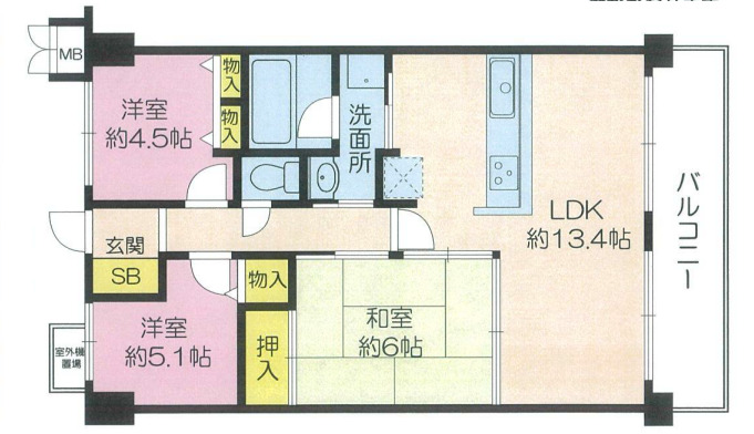 【大阪市城東区新喜多東のマンションの間取り】