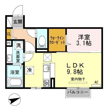 長岡市蓮潟のアパートの間取り