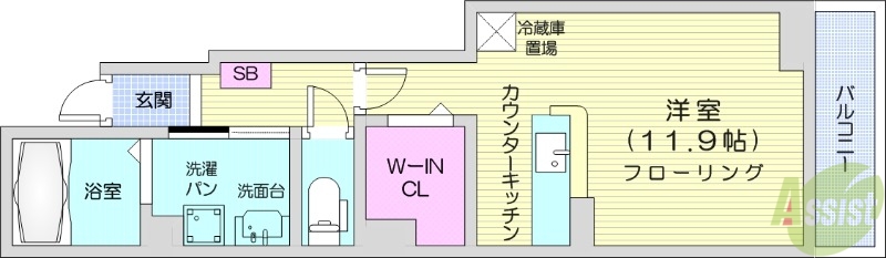 【仙台市青葉区荒巻のアパートの間取り】