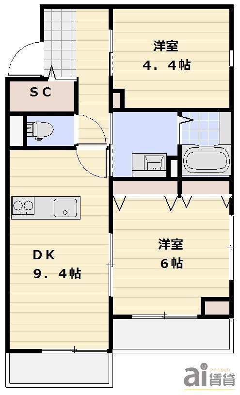 坂戸市日の出町のアパートの間取り