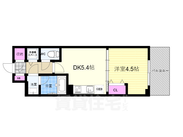 京都市右京区西院矢掛町のマンションの間取り