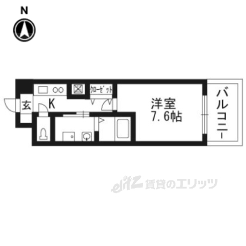 京都市左京区田中東高原町のマンションの間取り