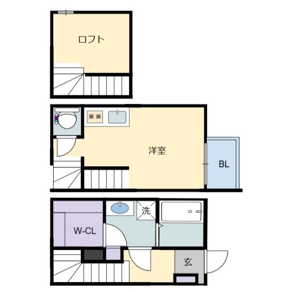 仙台市青葉区旭ケ丘のアパートの間取り