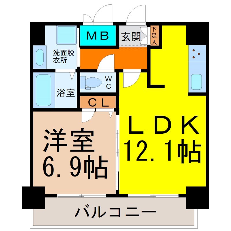 地下鉄東山線 今池駅 徒歩2分 13階建 築17年の間取り写真