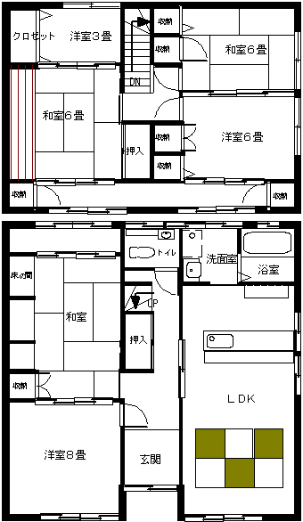 茂森新町3丁目貸家の間取り写真